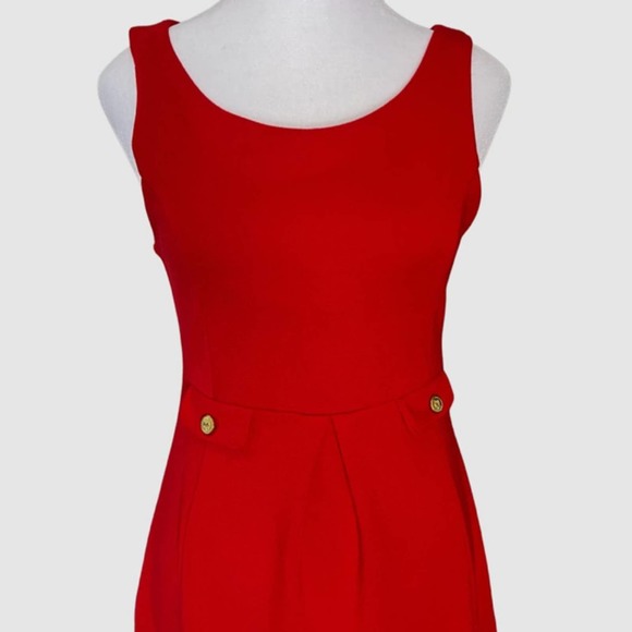 XXI Sleeveless Mini Fit & Flare Dress w/Pleating Red - Size Medium (Juniors) - Picture 3 of 7
